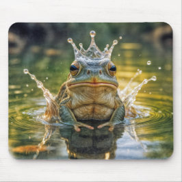 Frog Wearing a Vatten Stänk Krona Musmatta