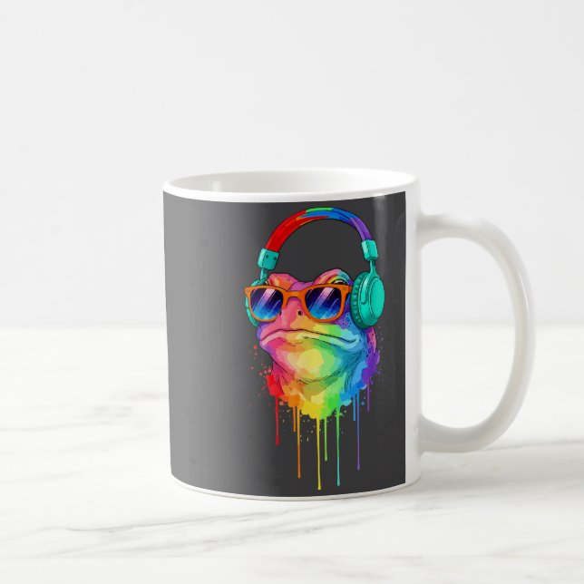 Frog Wearing Headphones And Sungles Edm Rave Desig Kaffemugg (Höger)