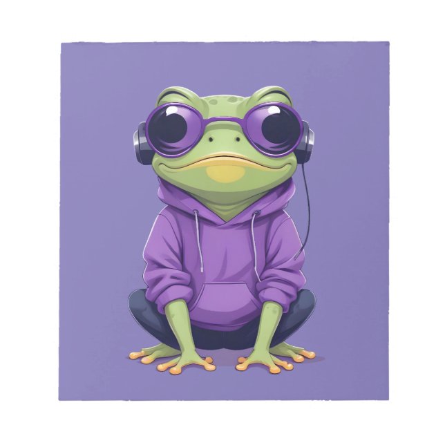 Frog Wearing Hoodie Funny Coola Animal Character Anteckningsblock (Framsida)