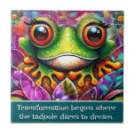 Frog Whimsical Abstract Art Floral Personalized Kakelplatta<br><div class="desc">Frogs symbolize transformation, renewal, and adaptability. They are often associated with fertility, rebirth, and the ability to navigate between different realms. In various cultures, frogs are seen as symbols of cleansing and healing. Their life cycle and metamorphosis make them symbols of change and growth. Please follow me; I create new...</div>