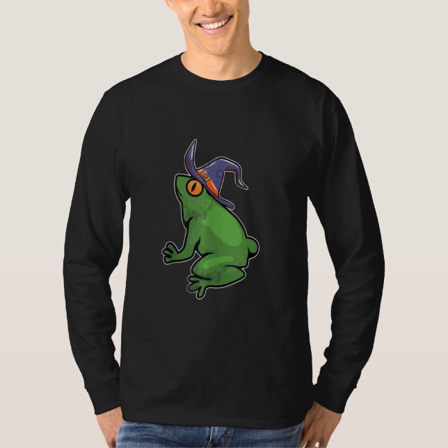 Frog Witch Lazy Halloween Costume Funny Wizard T Shirt (Framsida)