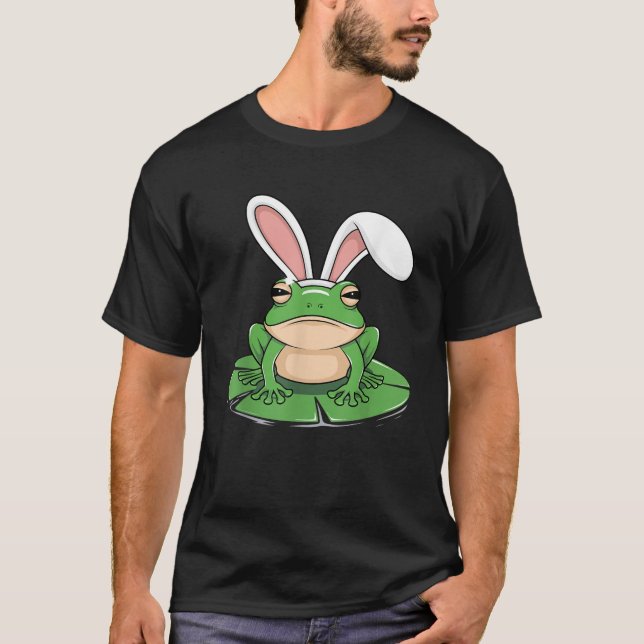 Frog with Bunny Ears Funny Easter Kids Girls Boys  T Shirt (Framsida)