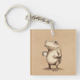 Frog with Coffee – Whimsical Vintage Animal