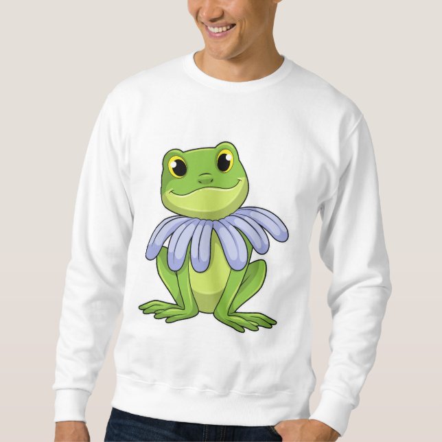 Frog with Daisy Lång Ärmad Tröja (Framsida)