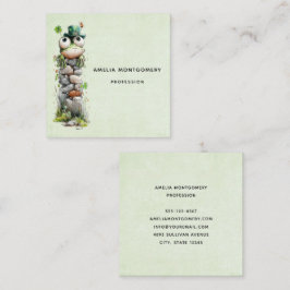 Frog with Green Hat and Shamrock Cute Fyrkantigt Visitkort
