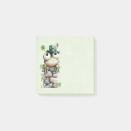 Frog with Green Hat and Shamrock Cute Post-it Block