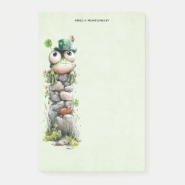 Frog with Green Hat and Shamrock Cute Post-it Block