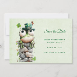 Frog with Green Hat and Shamrock Cute Spara Datumet