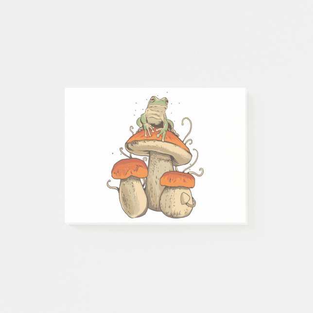 Frog with mushrooms post-it block (Framsida)