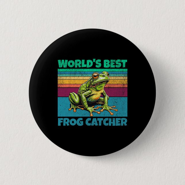 Frog Worlds Best Toad Catcher Funny Amphibian Hunt Knapp (Framsida)