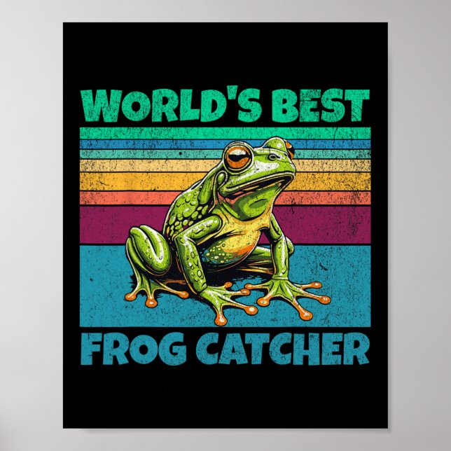 Frog Worlds Best Toad Catcher Funny Amphibian Hunt Poster (Framsidan)
