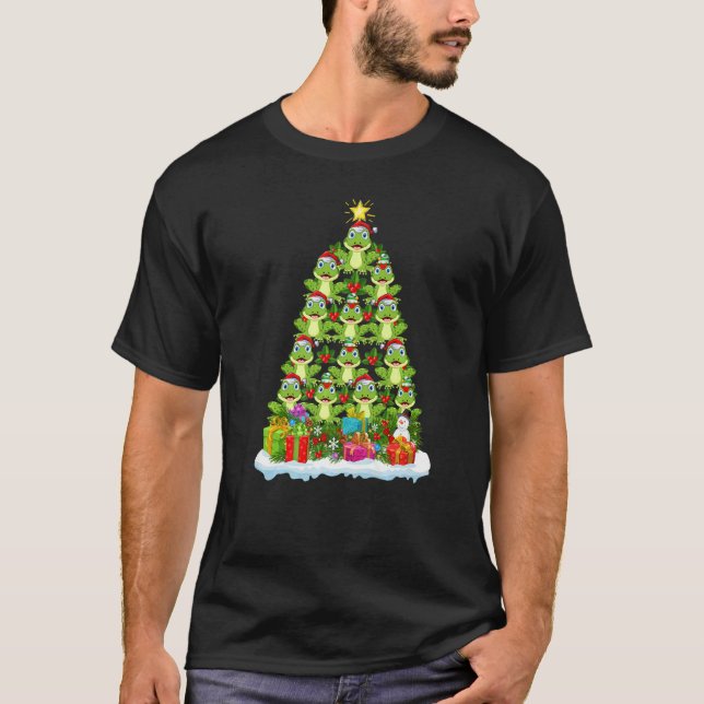 Frog  Xmas Holiday  Frog Christmas Tree T Shirt (Framsida)