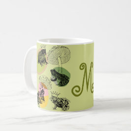 Frogcore och Mushroom Älskare Aesthetic Monogram Kaffemugg