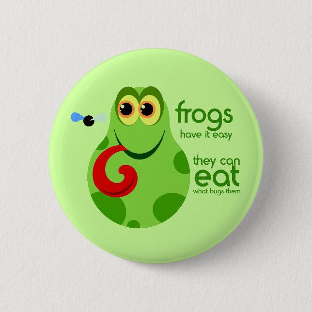 Froggie Button är ljus - grön roligt Knapp (Framsida)