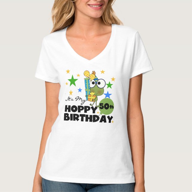Froggie Hoppy 50th födelsedag T Shirt (Framsida)