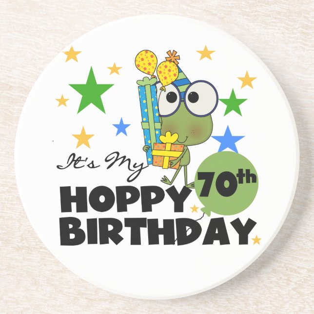 Froggie Hoppy 70th födelsedag Underlägg Sandsten (Framsidan)