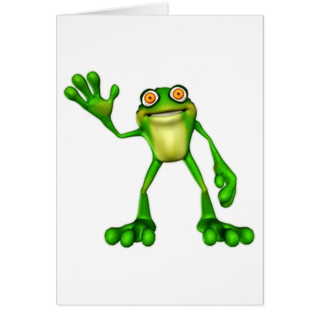 Froggie the Cute Tecknad Wave Frog Hälsningskort (Framsidan)
