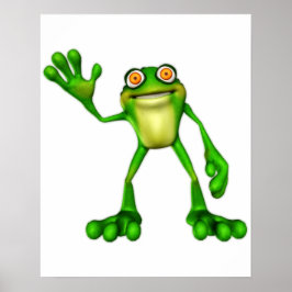 Froggie the Cute Tecknad Wave Frog Poster