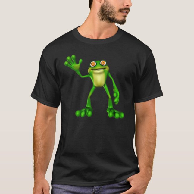 Froggie the Cute Tecknad Wave Frog Tee Shirt (Framsida)