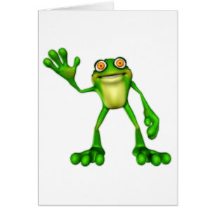 Froggie the Cute Tecknad Waving Frog Hälsningskort