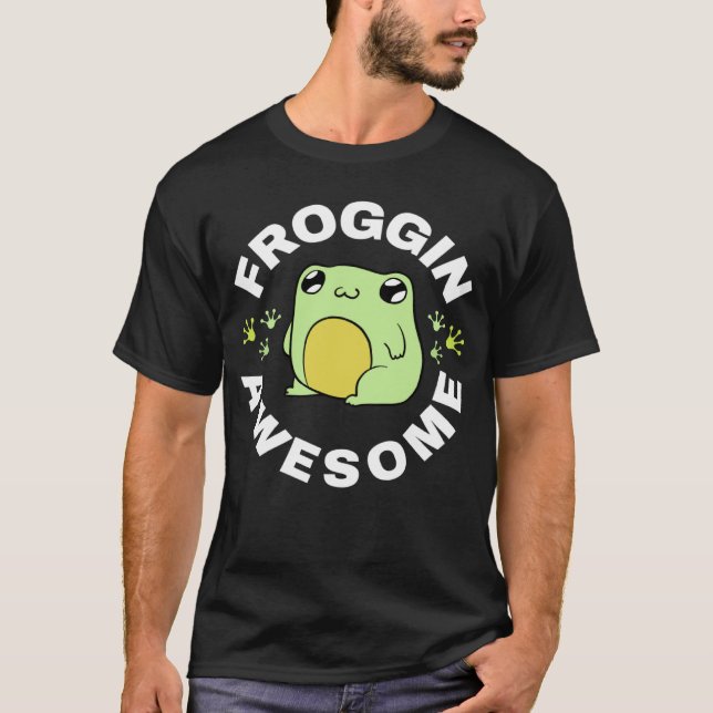 Froggin Awesome Grodfångande Amfibie T Shirt (Framsida)