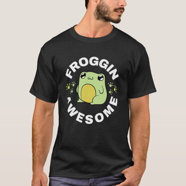 Froggin Fantastisk Frog Catching Amphibian T Shirt (Framsida)