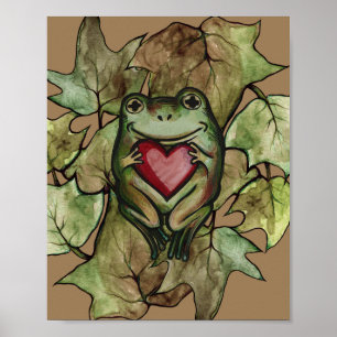 Froggy älskare art roligt grodor och hjärta poster