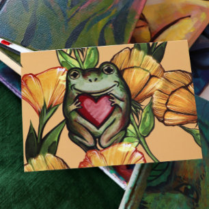 Froggy Älskare Flower Mönster Frogs Kärlek Heart Kort