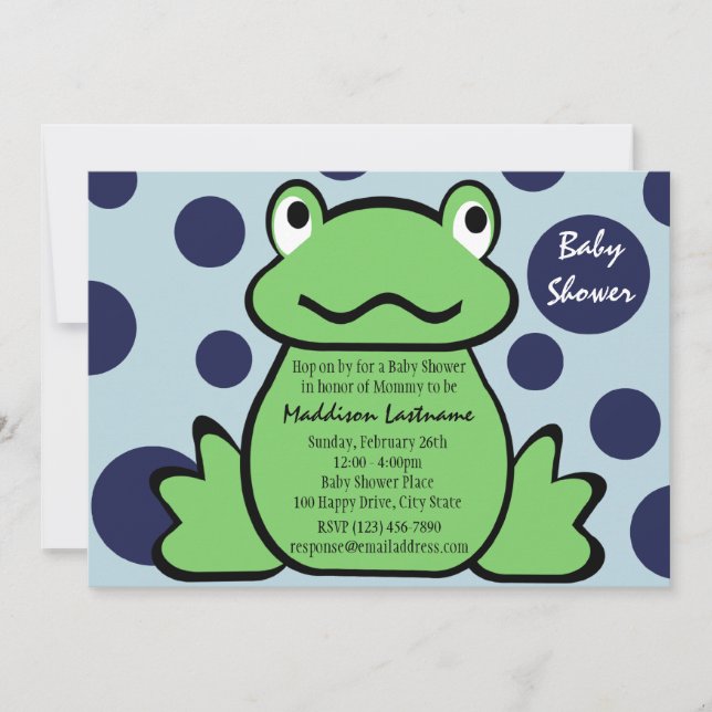 Froggy Baby Shower Inbjudningar (Framsida)