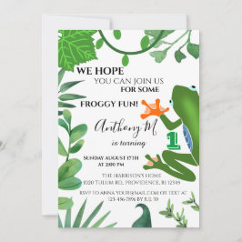 Froggy barns födelsedag-partiinbjudan inbjudningar