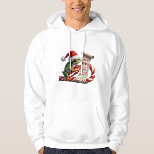 Froggy Christmas! Hop, Sip, Repeat! Red-Eyed Tree  Hoodie (Framsida)