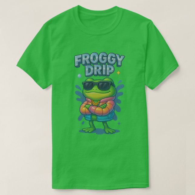 Froggy Drip Neon Streetwear Frog Stil Shirt T (Design framsida)