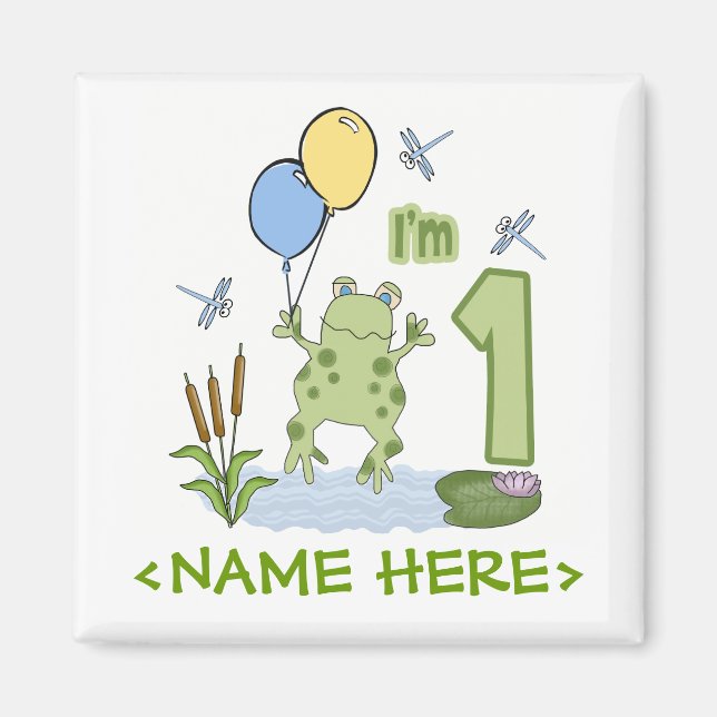 Froggy First Birthday Magnet (Framsidan)