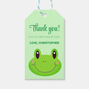 Froggy födelsedagsfest, tack presentetikett