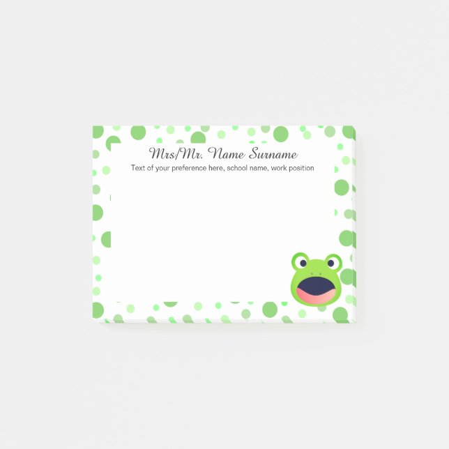 Froggy Grönt Dots Polka Post-it Block (Framsida)