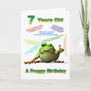 Froggy kompis 7:e födelsedagskort med froggy-skämt kort