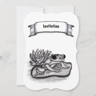 Froggy med Lotus Flower, lägg till din text Inbjudningar