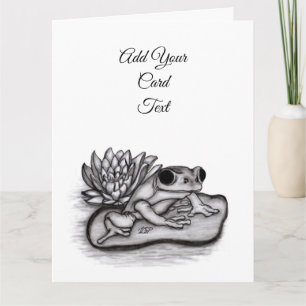 Froggy med Lotus Flower, lägg till din text Kort