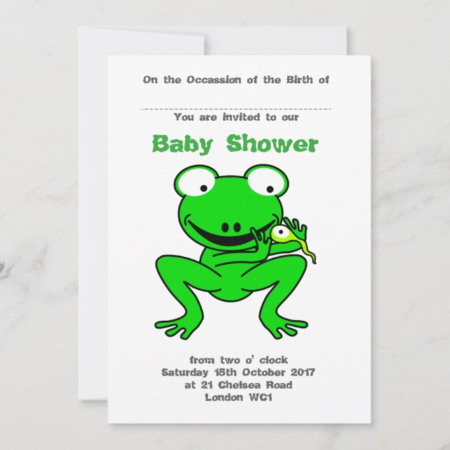 Froggy och Tadpole babydusch Inbjudningar (Baksida)