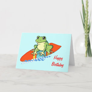 Froggy på en Surfboard Birthday Kort