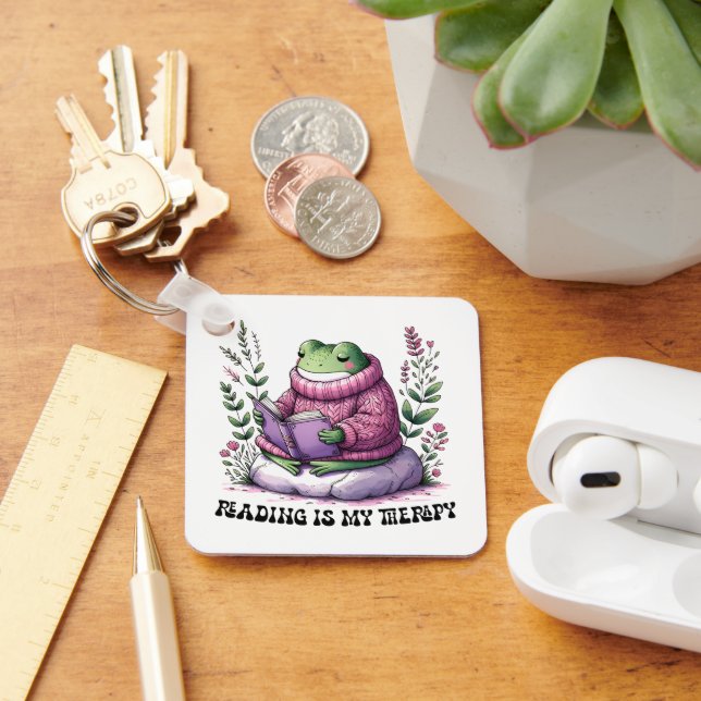 Froggy Reading är min terapi Nyckelring (Skrivbord)