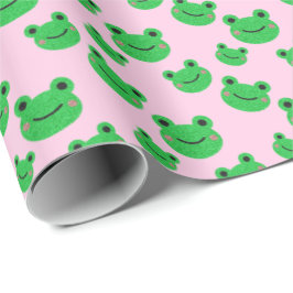 Froggy Rosa Girl Födelsedagsfest Cute grönt toad Presentpapper