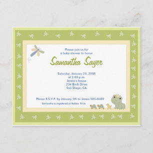 Froggy Tales Frog Prince Baby Shower 4,25 x 5,5 Inbjudningar