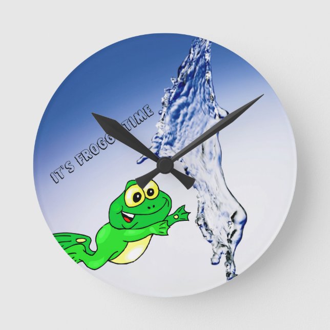 Froggy Time Clock Rund Klocka (Framsida)