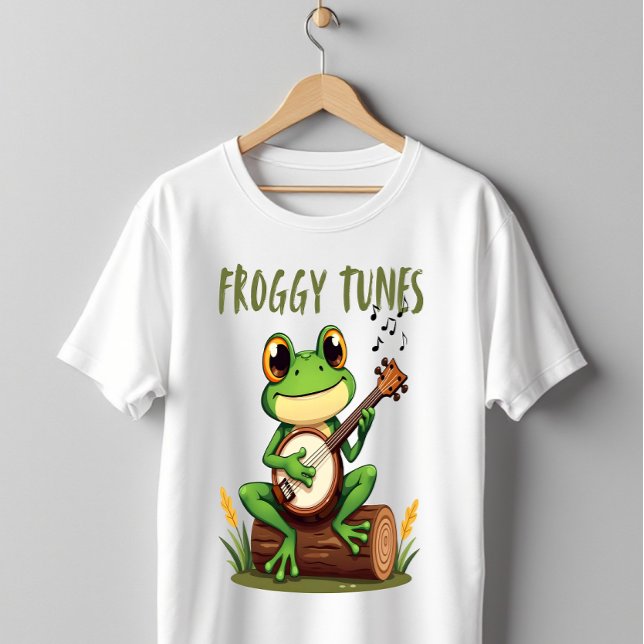 Froggy Tunes: Bedårande tecknad groda spelar banjo T Shirt (Skapare uppladdad)