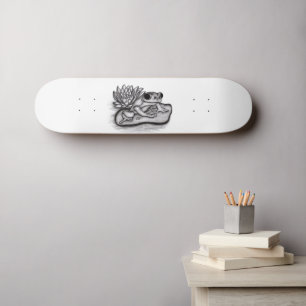 Froggy with Lotus Flower Mini Skateboard Bräda 18,5 Cm