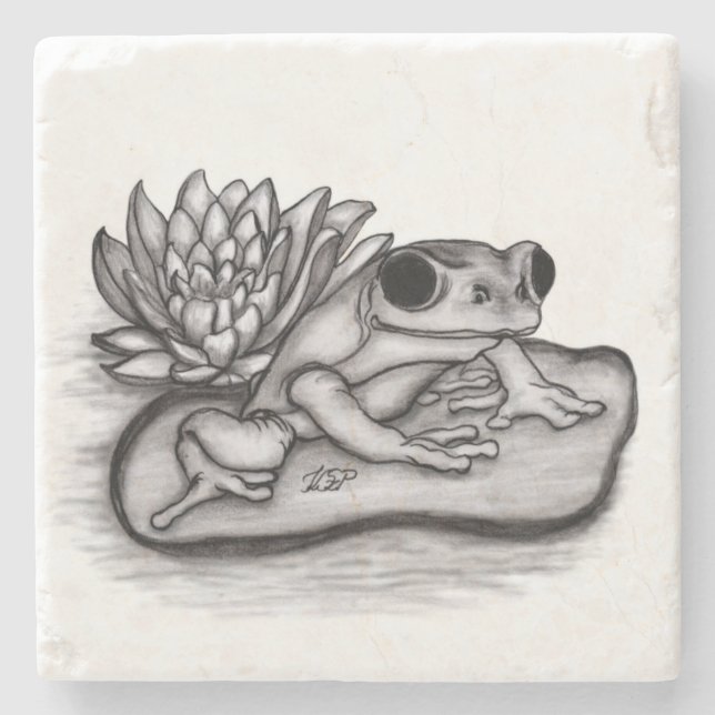 Froggy with Lotus Flower Stenunderlägg (Framsidan)