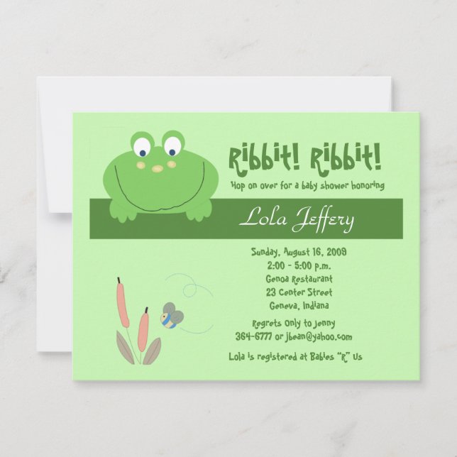 Froggyville Cute Frog Baby Shower-inbjudan Inbjudningar (Framsida)