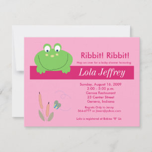 Froggyville Froggy Rosa Baby Shower-inbjudan Inbjudningar