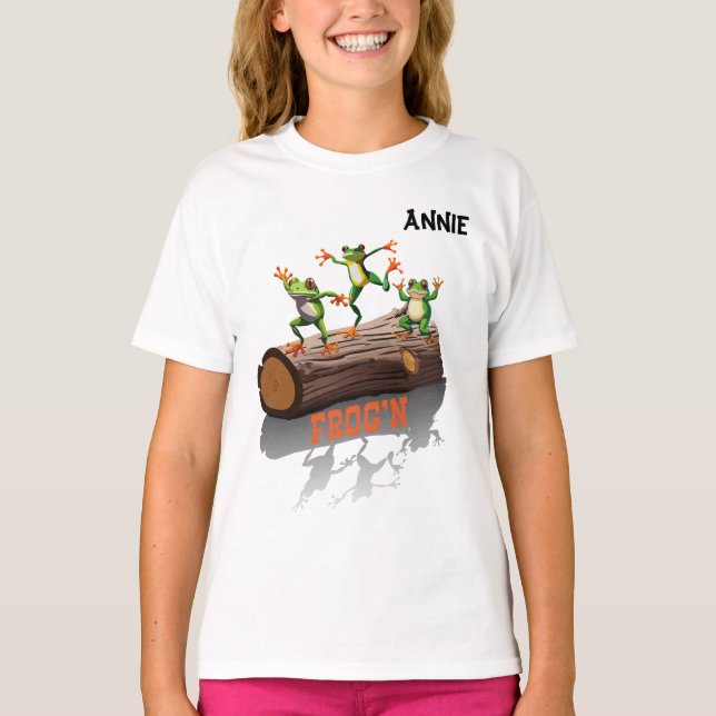 "Frog'n Anpassade Girl's T Shirt (Framsida)